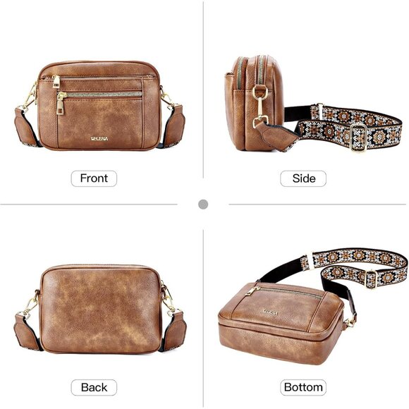 Telena Women Brown Trendy Vegan Leather Shoulder Handbags With Adjustable Strap - Picture 7 of 7